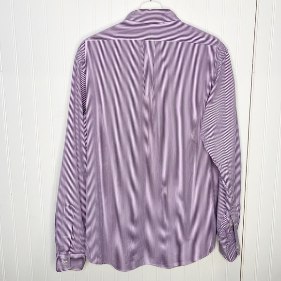 RALPH LAUREN Purple White Pinstripe Dress Shirt XL - Picture 3 of 7